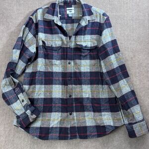 Old Navy Mens Regular Fit Long Sleeve Flannel Plaid Button Up Shirt - Large